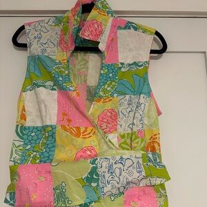 Lilly Pulitzer Pink and Green Floral Top